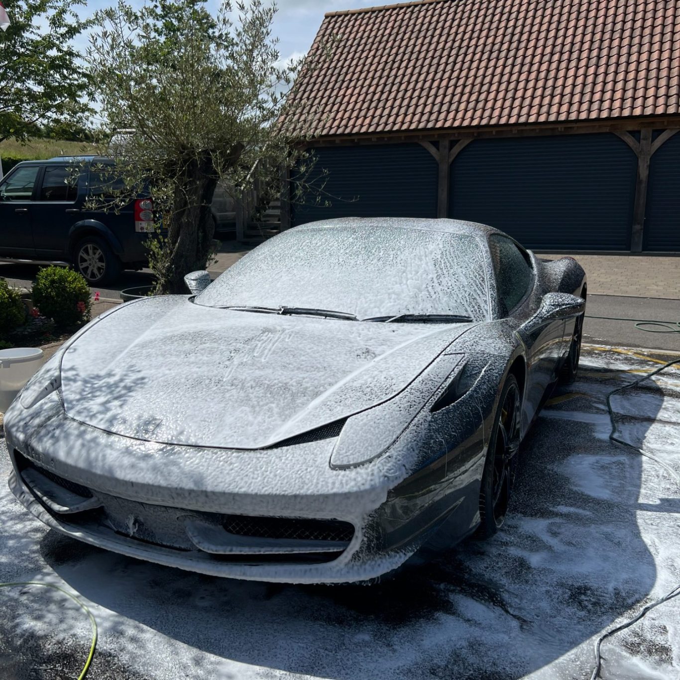 Snowfoamed Ferrari 458