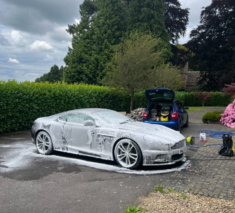 Snow Foamed Aston Martin